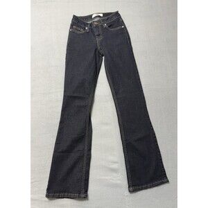 YMI Women's Bootcut Dark Blue Denim Jeans 1/25 Pocket Button Zip Solid Dark